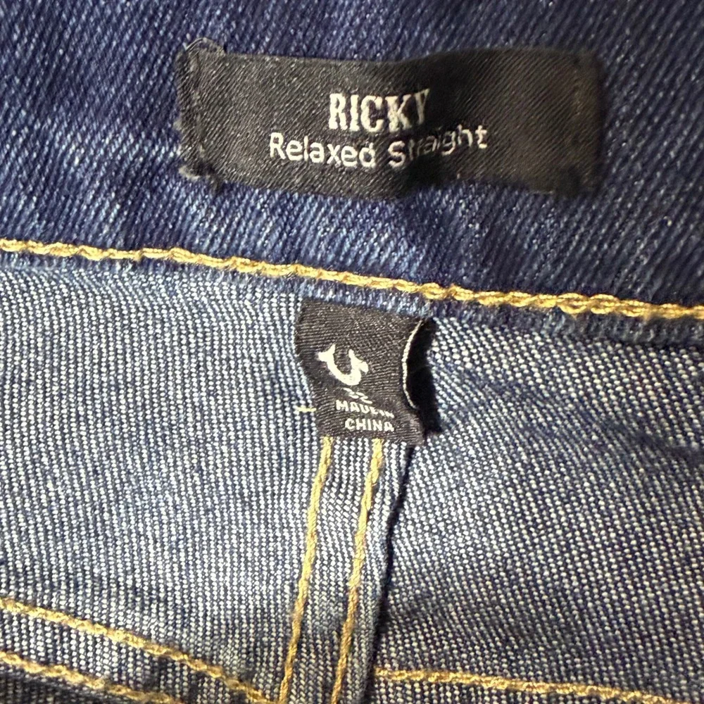 True Religion Ricky Relaxed‎ Straight Men Jeans 32x34 Blue New Stretch 700396